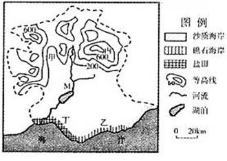 读我国北方某区域图,完成下列各题。小题1:关于该区域四地发展方向的规划,正确的是A.甲地种植柑橘,发展立体农业B.乙地依靠海岸,建设海滨浴场C.丙地开荒,大力发 读我国北方某区域图,完成下列各题。小题1:关于该区域四地发展方向的规划,正确的是A.甲地种植柑橘,发展立体农业B.乙地依靠海岸,建设海滨浴场C.丙地开荒,大力发