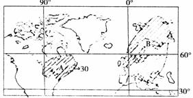 右图显示了20世纪50—70年代世界主要酸雨分布区。读图回答问题。(1)简要分析图中A地区酸雨严重的人为原因。(2)经研究B地区内瑞典、挪威等国的酸雨与 右图显示了20世纪50—70年代世界主要酸雨分布区。读图回答问题。(1)简要分析图中A地区酸雨严重的人为原因。(2)经研究B地区内瑞典、挪威等国的酸雨与