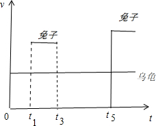 如图所示为某同学画的兔子和乌龟赛跑的位移-时间图象,请你据此画出对应的速度-时间图象 魔方格