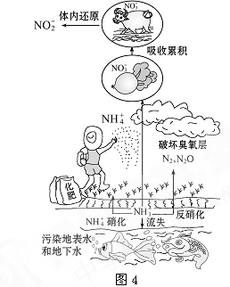 读化肥的污染示意图 ,完成18~19题。小题1:如图所示施肥过程,可能造成的后果有 ①水体富营养化②酸雨危害③臭氧层破坏④全球变暖⑤土壤板结⑥有毒有 读化肥的污染示意图 ,完成18~19题。小题1:如图所示施肥过程,可能造成的后果有 ①水体富营养化②酸雨危害③臭氧层破坏④全球变暖⑤土壤板结⑥有毒有