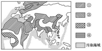 图为世界部分地区环境问题分布图。读图完成下面3题。 小题1:图中①②③④反映的环境问题分别是A.酸雨、荒漠化、农田土壤侵蚀、原始森林破坏B.荒漠化、酸雨、原始森 图为世界部分地区环境问题分布图。读图完成下面3题。 小题1:图中①②③④反映的环境问题分别是A.酸雨、荒漠化、农田土壤侵蚀、原始森林破坏B.荒漠化、酸雨、原始森