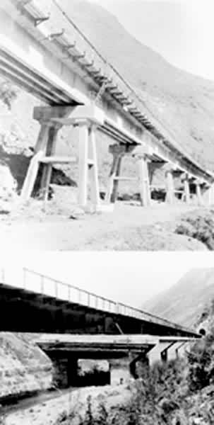 什么是铁路桥梁墩台? 图7 刚架式桥墩 a 预制拼装的板凳式桥墩 b 就地灌注的桩柱式桥墩