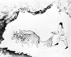 唐是什么? 牛耕图 陕西三原李寿墓出土