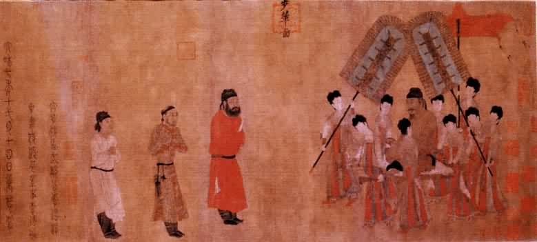 唐是什么? 阎立本《步辇图》 描绘唐太宗李世民接见吐蕃赞普松赞干布求婚使者的场面