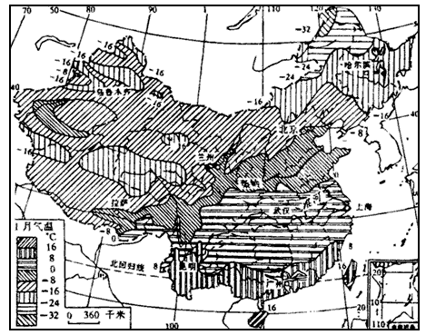 读图,“我国一月平均气温分布图”回答下列问题: 与夏季相比,一月等温线 ____________ ,说明我国 读图,“我国一月平均气温分布图”回答下列问题: 与夏季相比,一月等温线 ____________ ,说明我国