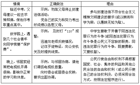 假如你遇到下列情境,请写出你的正确做法,并运用学过的知识说明理由。 假如你遇到下列情境,请写出你的正确做法,并运用学过的知识说明理由。