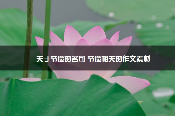 2022年最新关于节俭的名句 节俭相关的作文素材 2022年最新关于节俭的名句 节俭相关的作文素材