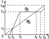 明明同学讲了一个龟兔赛跑的故事,按照明明讲的故事情节,聪聪画出了兔子和乌龟的位移图象如图所示,请你依照图象中的坐标,并结合物理学的术语来讲述这个故事.在讲故事之 魔方格