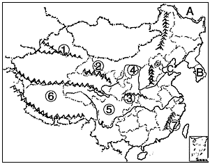 读“中国略图”,完成下列问题。1、填出图中序号所代表的地理事物名称山脉:①________ ②________ ③_______ 读“中国略图”,完成下列问题。1、填出图中序号所代表的地理事物名称山脉:①________ ②________ ③_______
