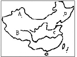 读图完成下列要求。图中A、B、C、D四部分中,汉族主要集中在________处,少数民族主要分布在___________处 读图完成下列要求。图中A、B、C、D四部分中,汉族主要集中在________处,少数民族主要分布在___________处