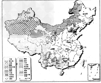 读图，回答下列问题。写出图中A、B、C、D处主要少数民族名称。A___，B____，C____，D___。我