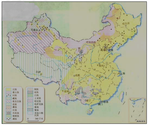 读我国民族分布图回答问题图中分布最广的民族是________,集中分布在__________地区;民族种类分布最复杂的地区是_______ 读我国民族分布图回答问题图中分布最广的民族是________,集中分布在__________地区;民族种类分布最复杂的地区是_______