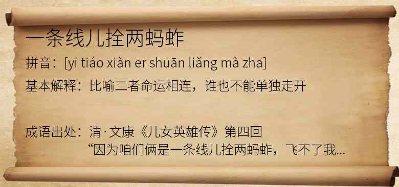 一条线儿拴两蚂蚱