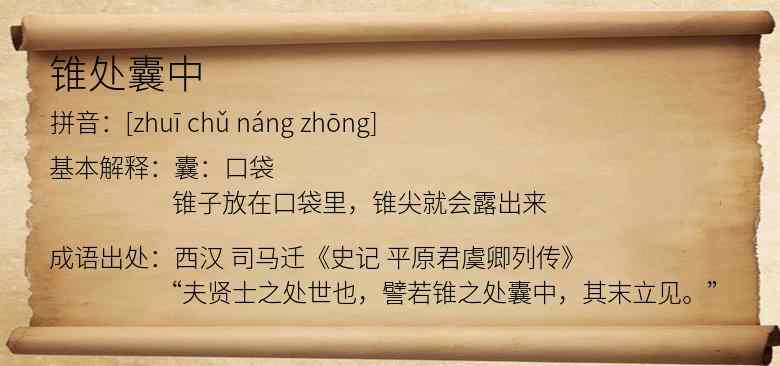 锥处囊中