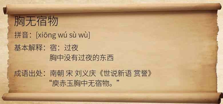 胸无宿物