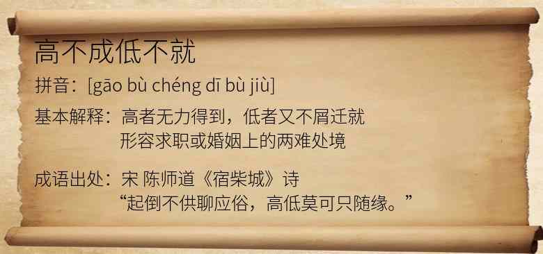高不成低不就