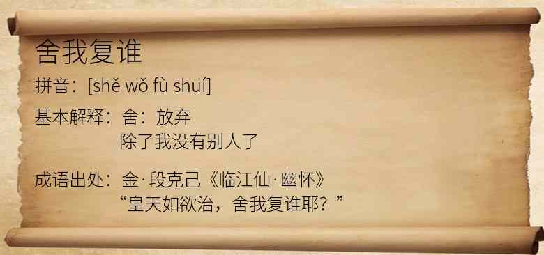 舍我复谁