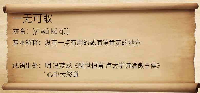 一无可取