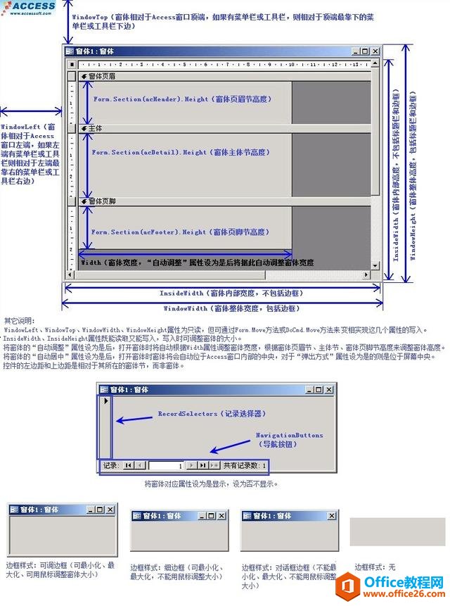 Access窗体大小位置外观样式说明