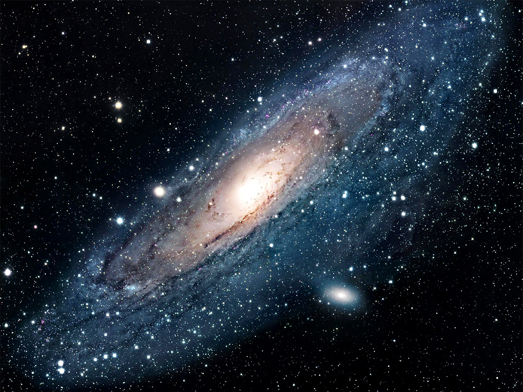 好看的宇宙科技PPT背景图片 蓝色银河系ppt背景图片