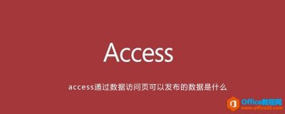 access通过数据访问页可以发布的数据是什么