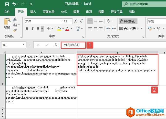 Excel 应用TRIM函数删除空格