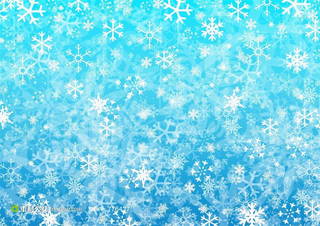 11张晶莹剔透的蓝色雪花PPT背景图片