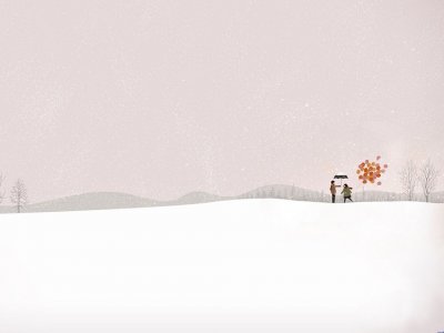 高清的 为你在雪中守候 PPT背景图片