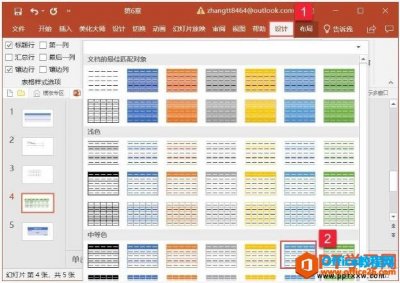 如何给PPT 2019幻灯片中设置表格样式、底纹、边框的操作方法