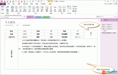 如何在 OneNote 里使用珍宝表格应用合并单元格来创建个人简历
