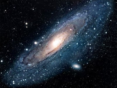 好看的宇宙科技PPT背景图片 蓝色银河系ppt背景图片
